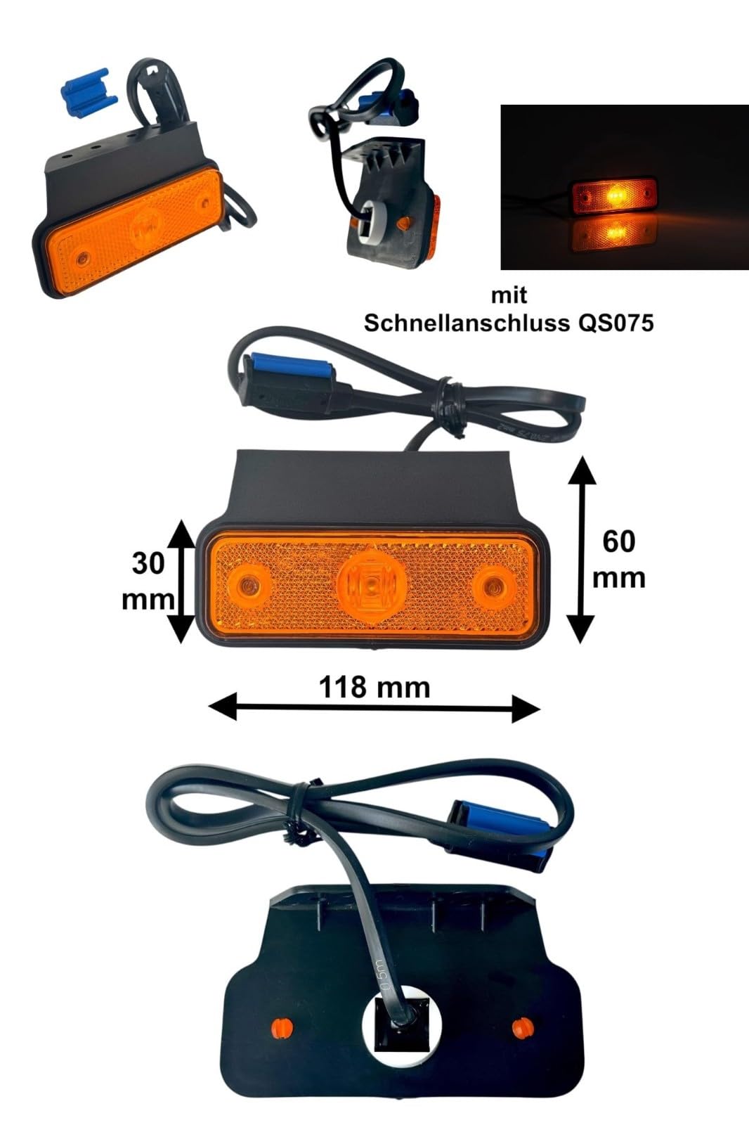 Kit Fanali Posteriori Rimorchio – 2x Luci LED 6 Funzioni Freccia Dinamica + Luci Ingombro + Cavo 12V 24V Certificazione E9 Roulotte Camion Trattore