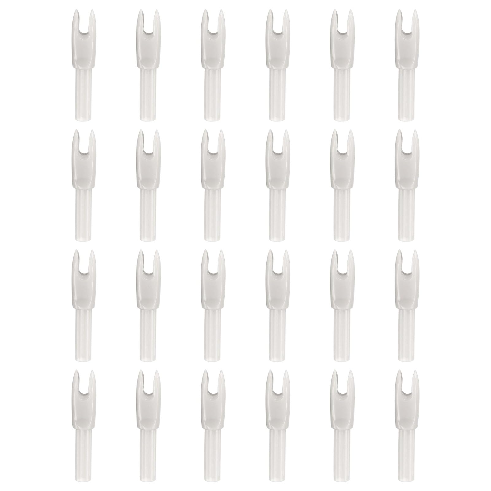YELARXI Archery Arrows Nocks, Arrow Shaft Plastic Nocks Replacement Archery Arrows Tail Accessory 24 Pack Inside Diameter 4.2 mm White - for (Hunting/Shooting/Compound/Recurve Bow)