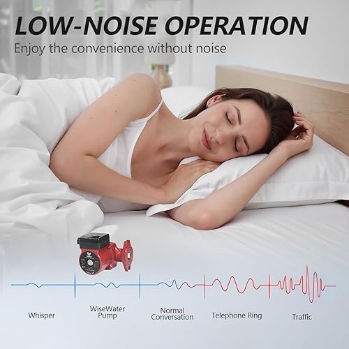 Miniatura 6 de WiseWater Bomba de circulación de 110 V 110 W 13 GPM con bridas FNPT de 34 "Bomba de recirculación de agua caliente de bajo ruido de 3 velocidades