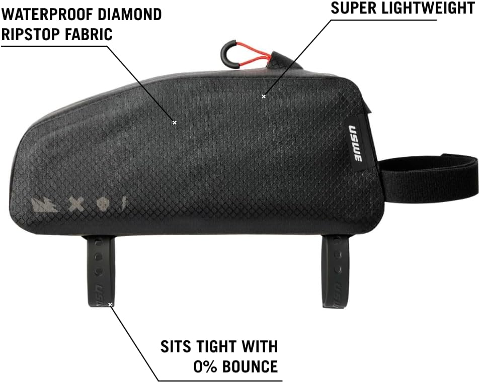 USWE Top Tube Bike Bag, Bolt on Top Tube Bag, Bicycle Bags for Bikes Front Frame, Waterproof Bike Pouch Pack, Phone Bag Cycling Accessories for Mountain Bike, Racing, MTB, E-MTB, Gravel