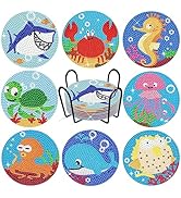 Valdivia Diamond Painting Coasters Kits, 8PCS Cute Drink Coasters with Holder, 5D DIY Diamond Art...
