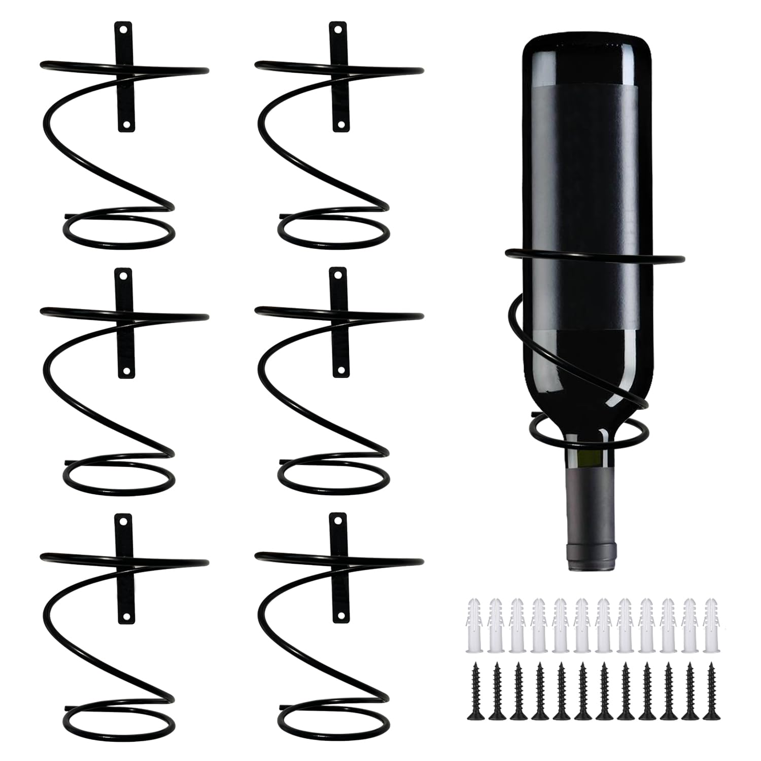 Photo 1 of Limso Spiral Wine Wall Holder, 6Pcs Wall Mounted Wine Racks, Metal Wine Bottle Display Holder with Screws for Storage Beverages Liquor Bottle