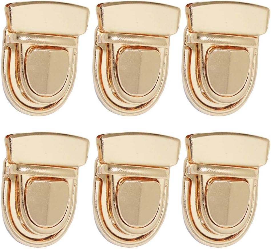MAKINGTEC6pcs Thumb Lock Wallet Clasp, Iron Leather Clasp, Luggage Lock, Metal Buckle Lock for DIY Craft Bag Leather Tote Bag Making (Gold)