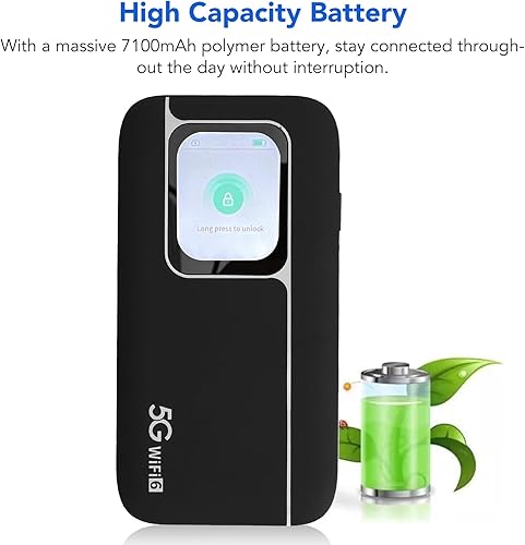 Miniatura 6 de 5G Mobile Wi Fi Hotspots, router de viaje portátil soporta 16 usuarios al mismo tiempo, batería grande de 7100 mAh, dispositivo de bolsillo Wi Fi