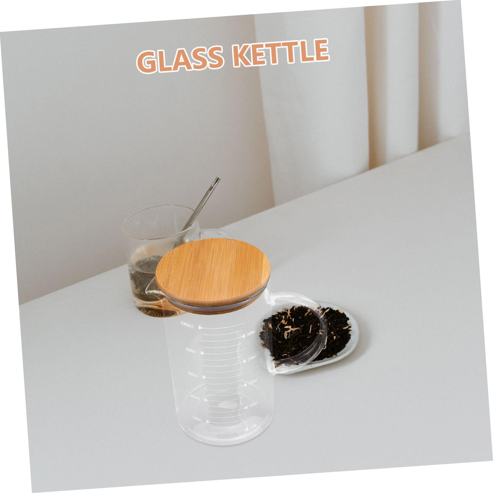 Verre Doseur en Verre 1000ml avec Couvercle et Poignée, Graduations Claires, Design Élégant, pour Usage Quotidien Cuisine