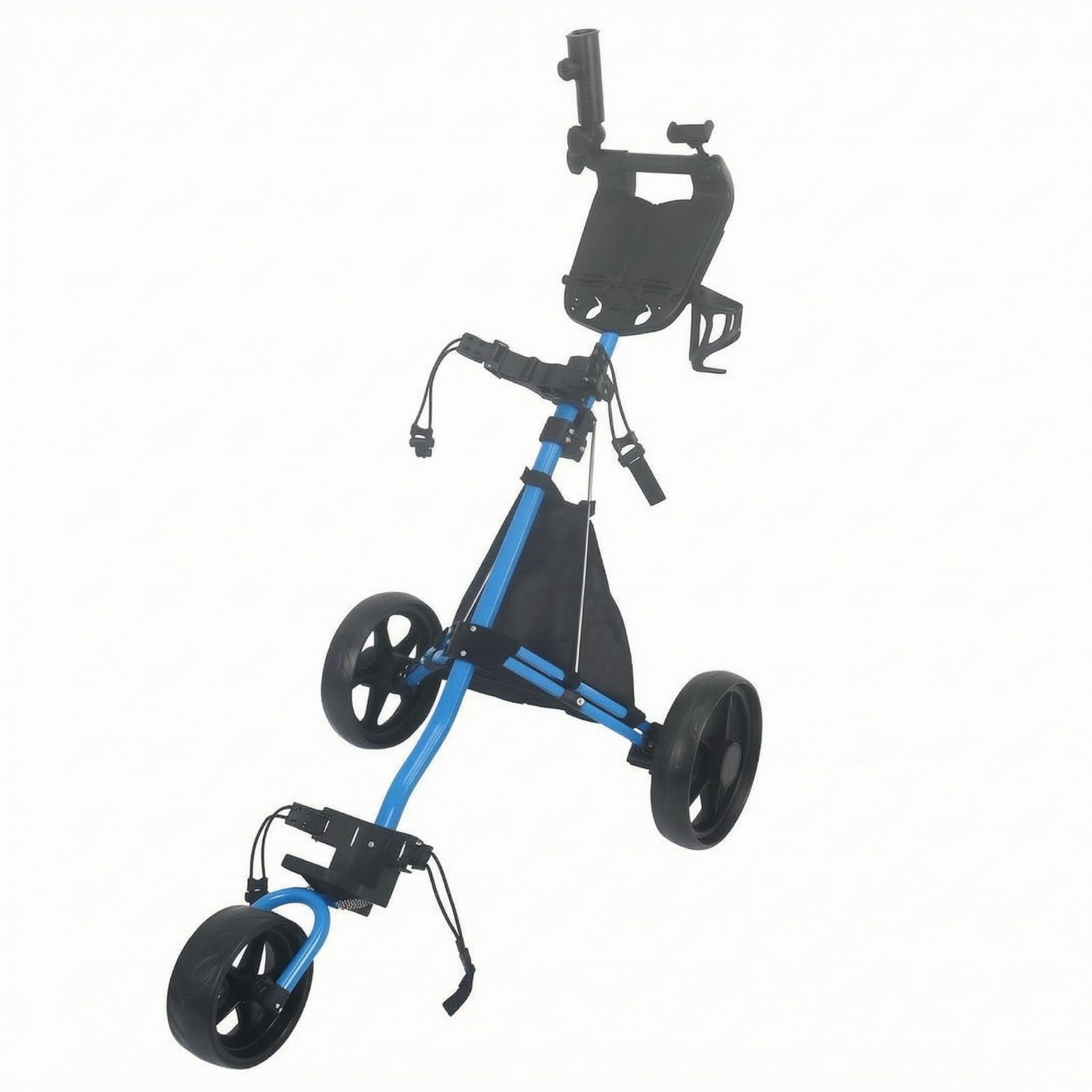 Carro de Golf Plegable Carrito Trolley Empujable con Estructura de Aleación de Aluminio Ruedas Estables Porta y Soporte para Marcador Adecuado para, Azul