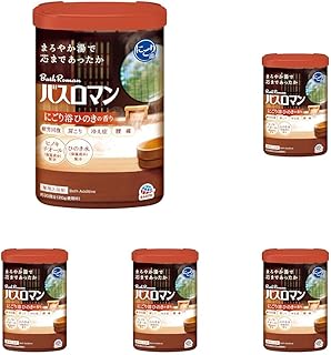バスロマン にごり浴 ヒノキの香り 600g 温泉成分(硫酸ナトリウム)配合 薬用 バスソルト 粉末入浴剤 医薬部外品 (× 5)