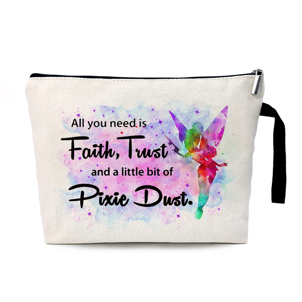 ZHANTUONE Pixie Dust Funny Fairy Tale Fans Inspired Cosmetic Bag, for Travel Toiletry Zipper Storage Pouch Makeup Bag, Movie Inspired Gifts, Pixie Dust Fairy Cosmetic Bag, Graduation Gifts