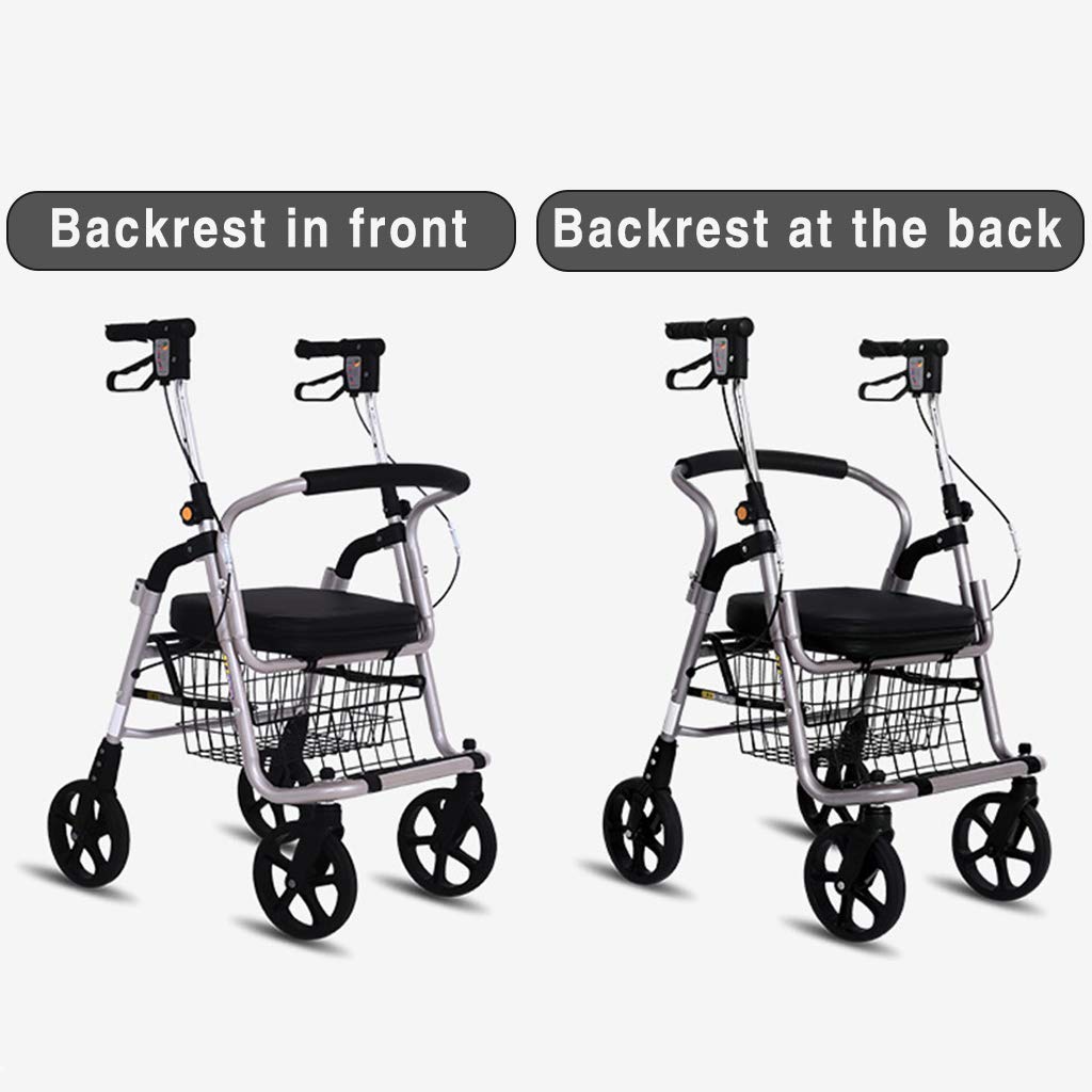 Andadores para Personas Mayores con Asiento Plegable y 4 Ruedas, Andador con Andador con Asiento y Ruedas, y Silla de Transporte (aleación de Aluminio) Interesante