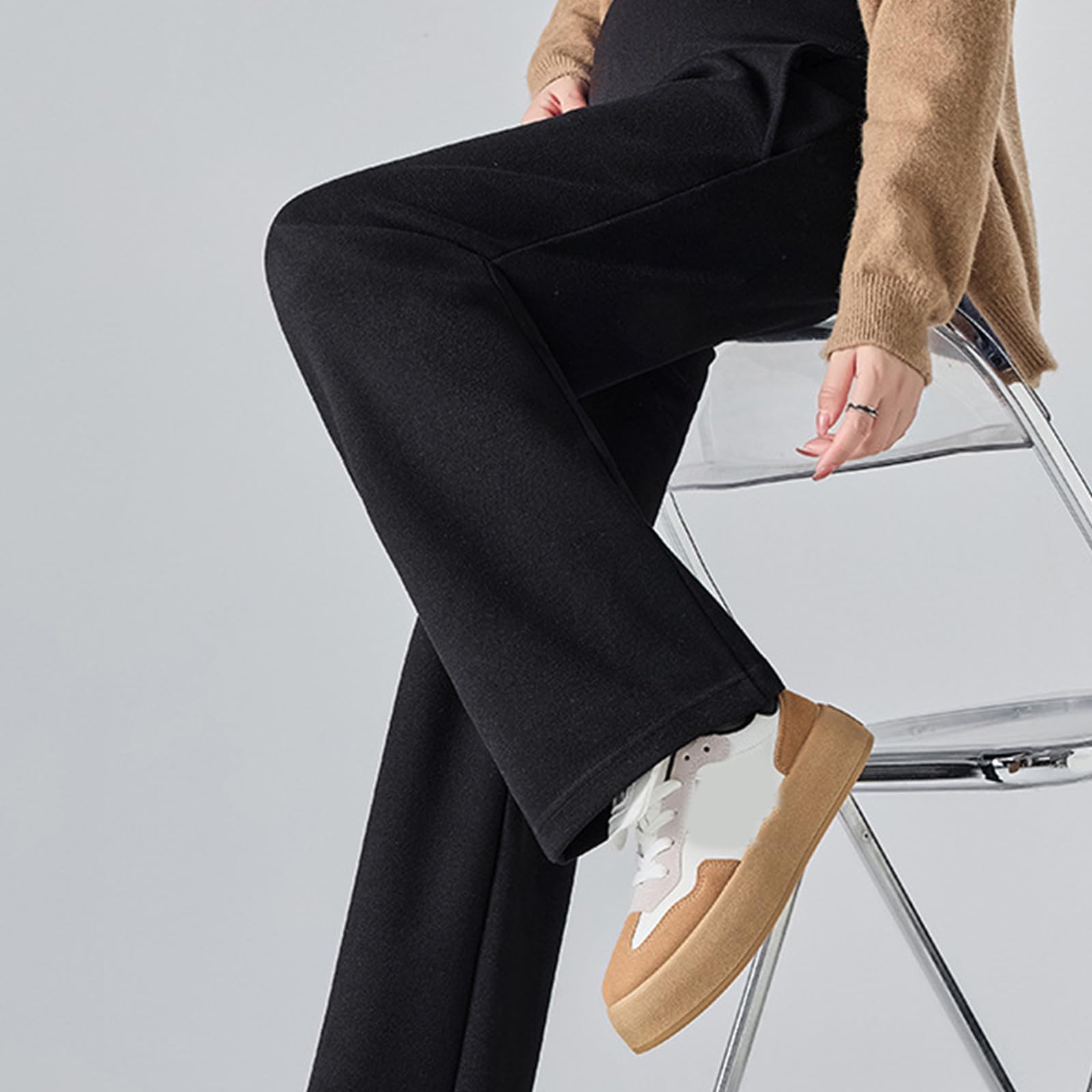 Pantalon de grossesse extensible avec soutien du ventre, tissu doux, jambes larges, coupe ample, pantalon de maternité décontracté