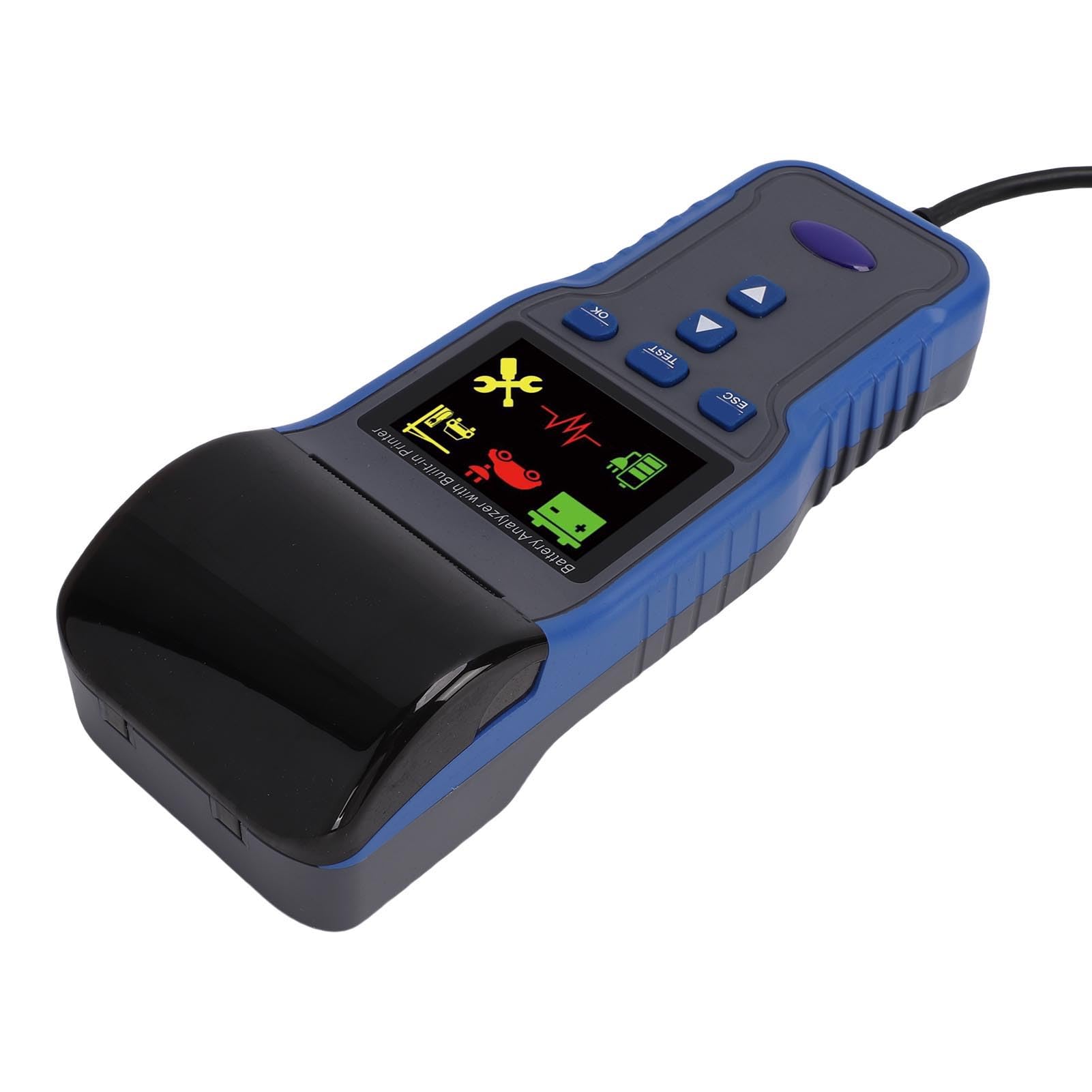 Zerodis Tester Batteria per Auto 12V 24V con Stampante e Analizzatore di Carico per Riconoscimento Automatico 100-2000CCA Veicolo Camion Moto Barca