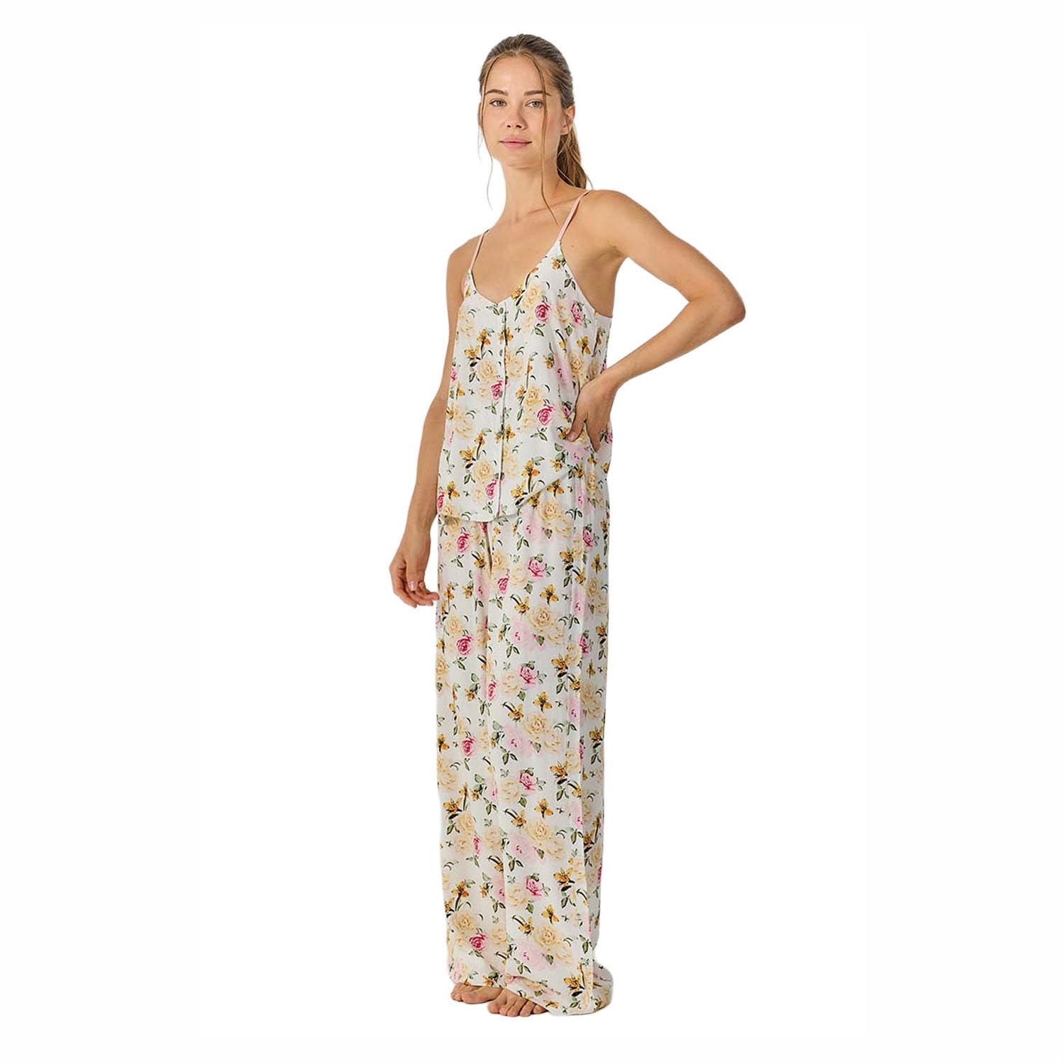 J&J Brothers Pijama Mujer Verano Tirantes y Pantalón Largo Fluido JJB30