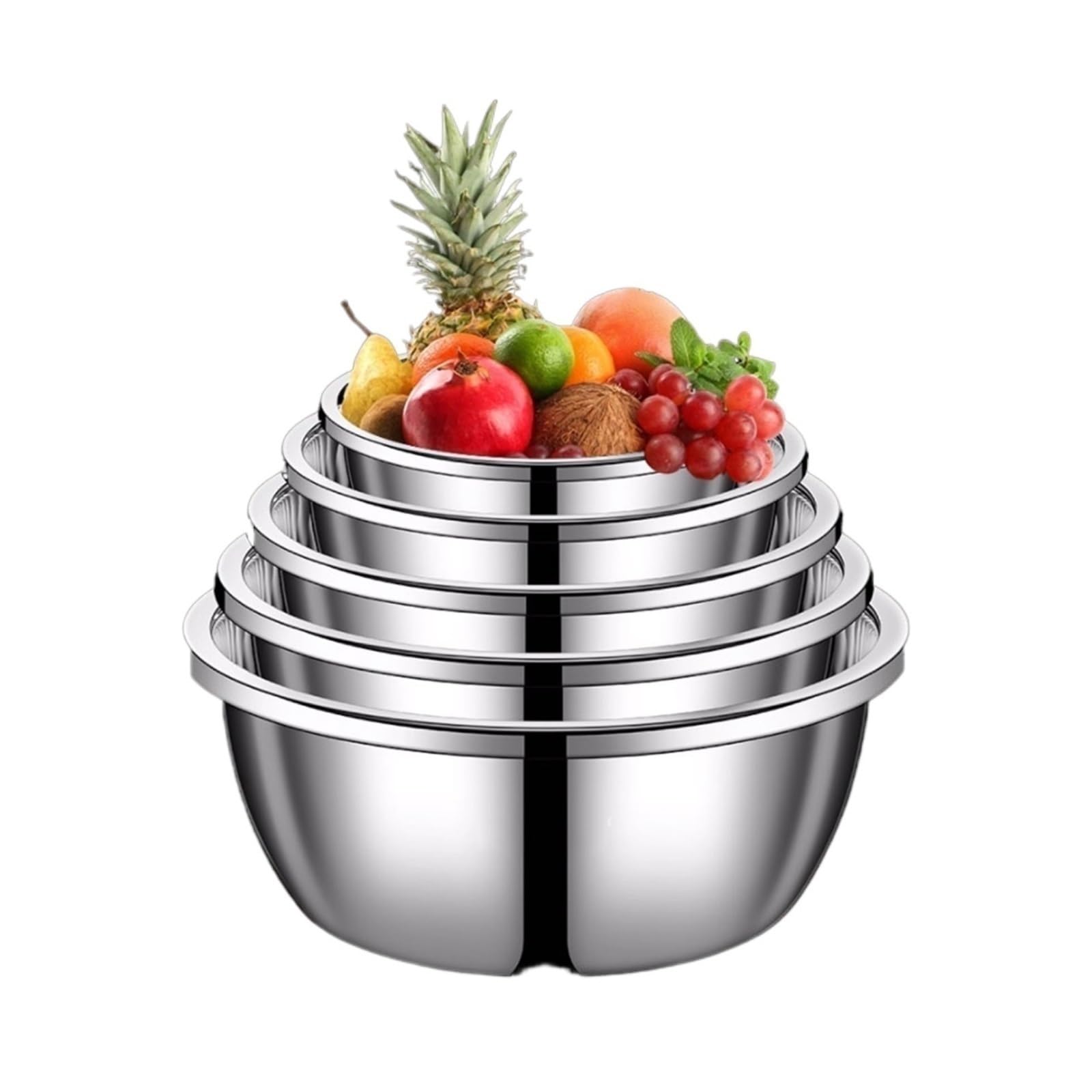 CambOs Salad Bowls Mixing Bowls Pots Pans Serving Trays Soup Bowls 316 Stainless Steel Cooking Baking Nesting Bowls 5 Piece Set