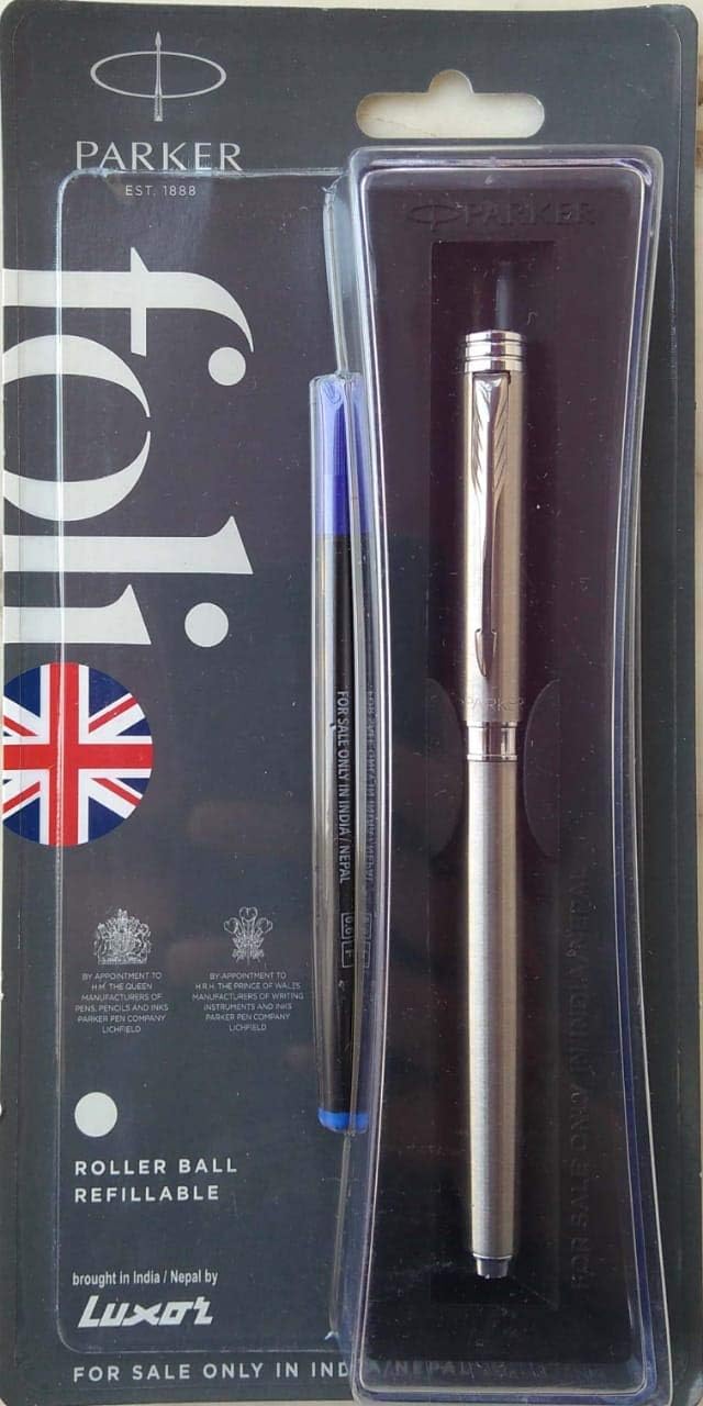 Folio Stainless Steel Roller Ball Pen Chrome Trim