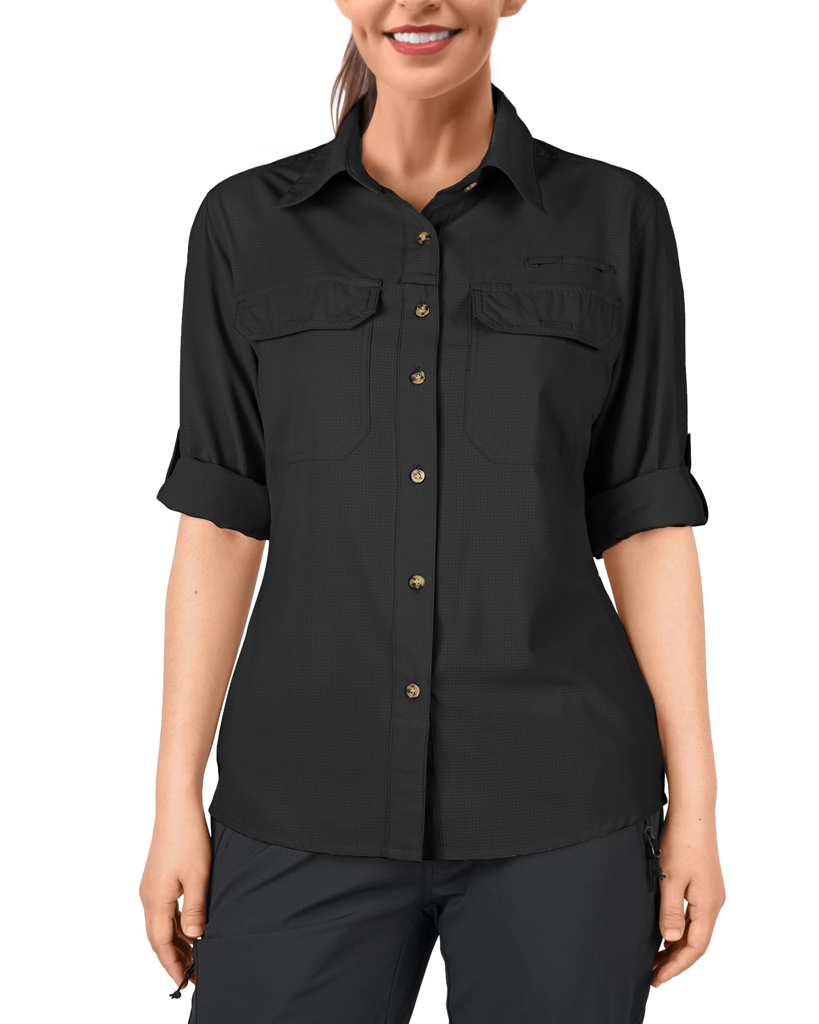 33,000ft Women's UPF 50 UV Sun Protection Shirt, Cool Quick Dry Long Sleeve Outdoor Fishing Hiking Safari Travel Shirt