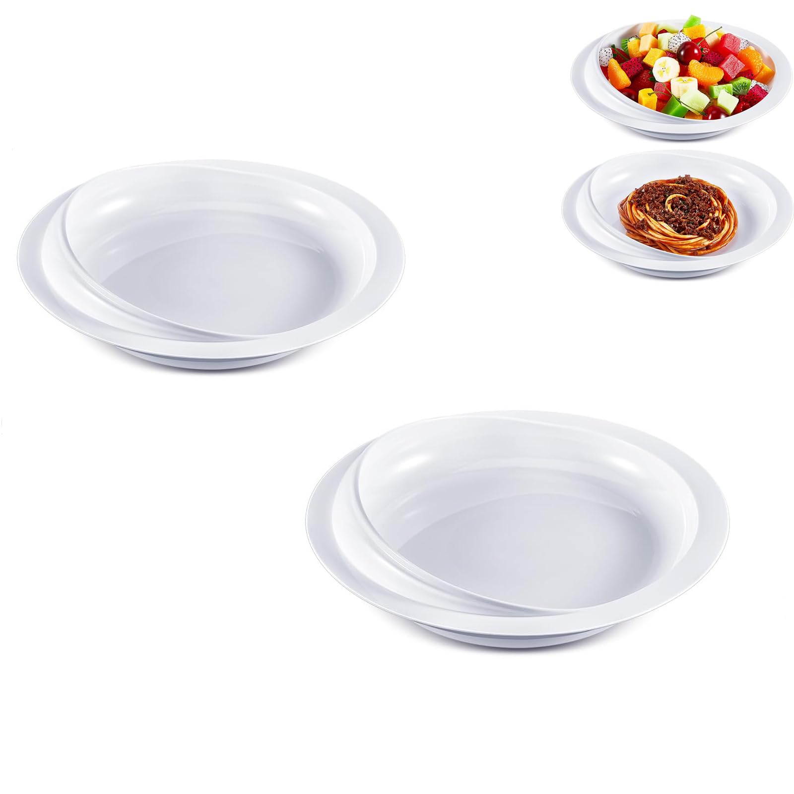 Plato a Prueba de derrames, Juego de Platos a Prueba de derrames con Base de succión, autoalimentación Adaptable, vajilla para Adultos Mayores discapacitados de Parkinson (2 Piezas)