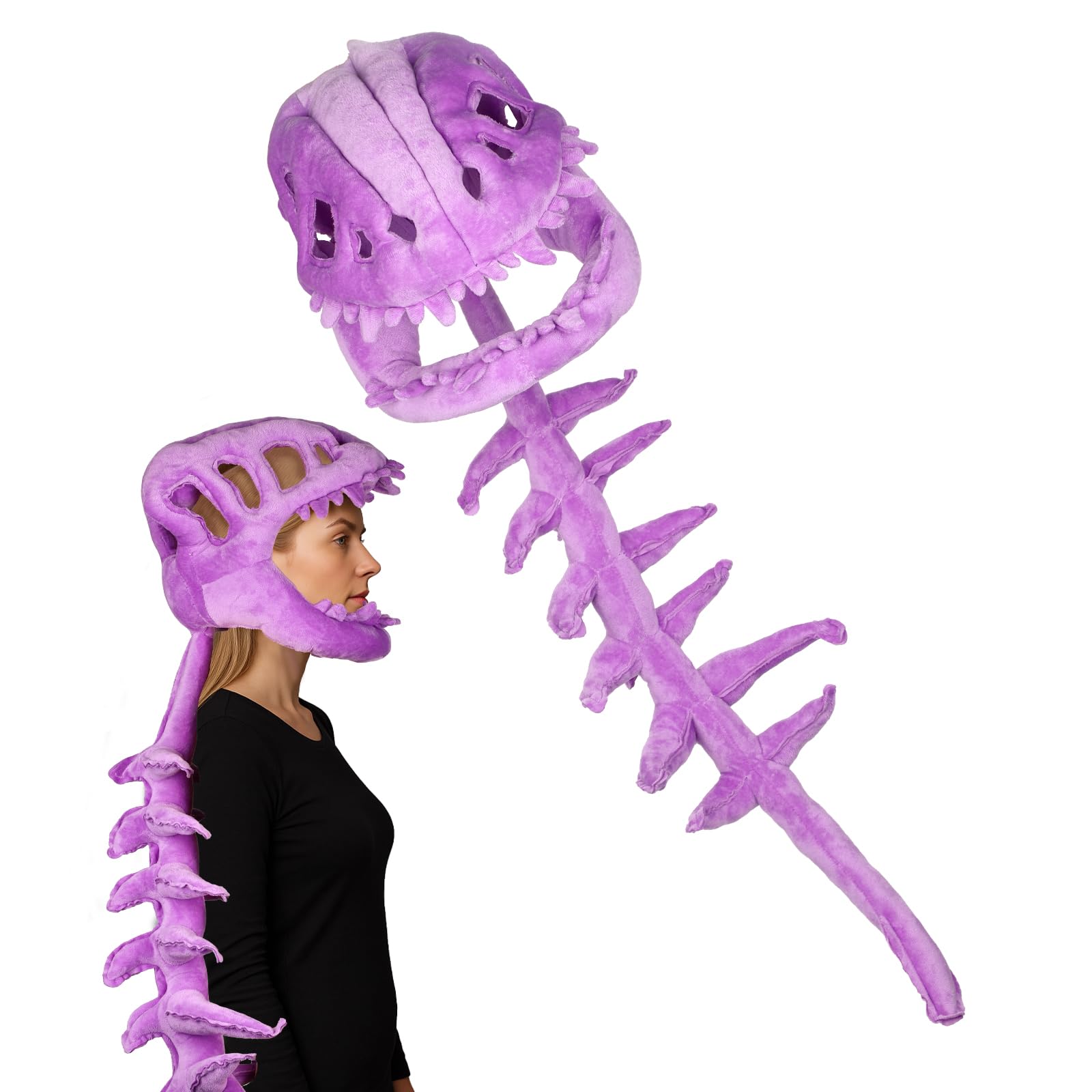 Sinbana 3D Dinosaur Skeleton Costume, Wearable Skeleton Outfit with Spine Extension Realistic Dinosaur Spinosaurus Costume Accessories for Cosplay Halloween Parties (Purple) โ image 1