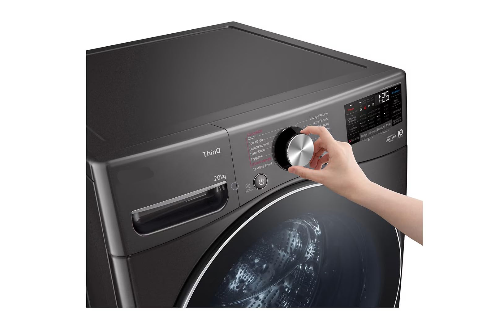 LG F20P12BST Lave-linge Frontal, 20 kg, 1000 tr/min, Classe B, Wi-Fi, Vapeur, 142L