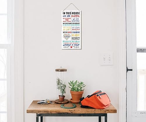 Miniatura 44 de Letrero de madera colgante con texto en inglés "Person with Special Needs Lives Here", letrero de madera impresa para pared, letrero