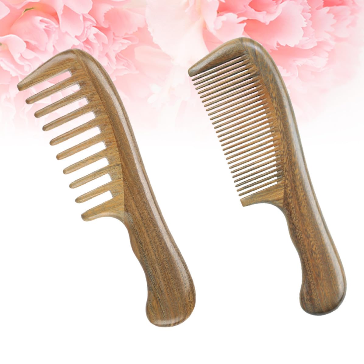 Sandelholz Haarkamm Oberfläche 2 Stück für Damen mit Breiten und Feinen Zinken Tragbar aus Natürlichem für Tägliche Haarpflege