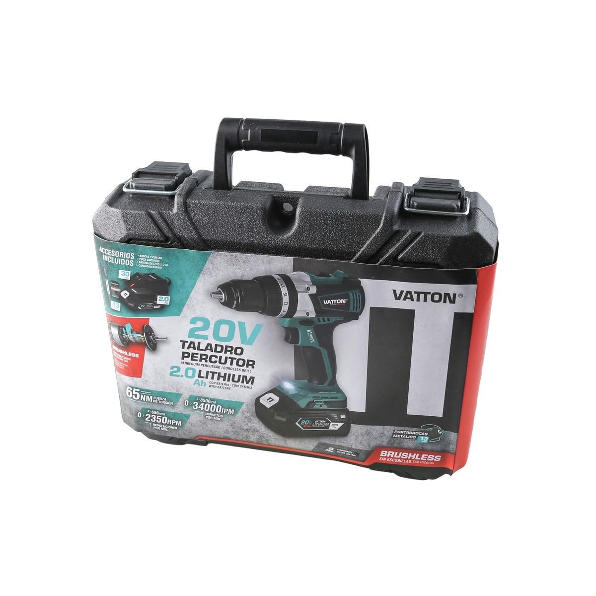 Taladro percutor VATTON batería 2.0AH BRUSHLESS