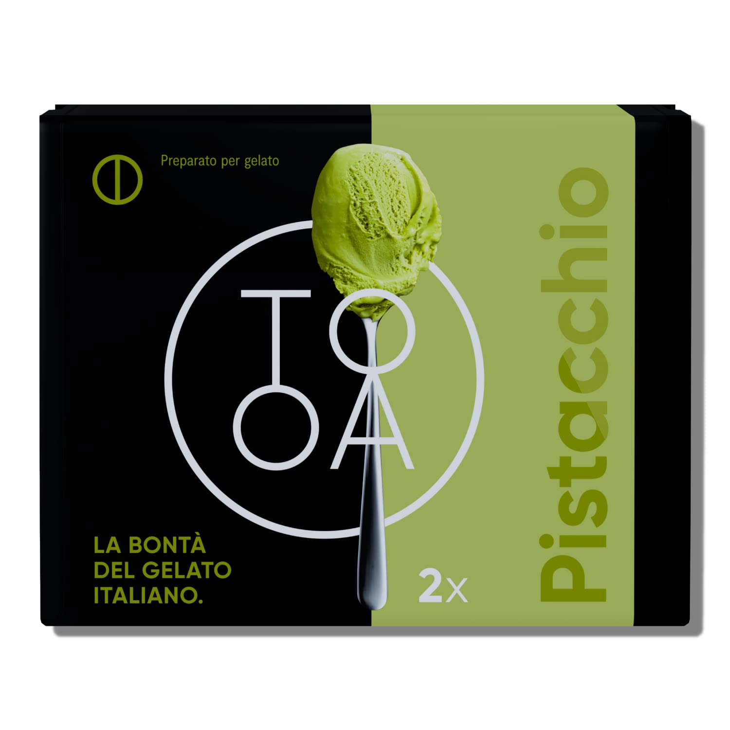 TooA Gelato al Pistacchio, 10 Astucci da 2 Brik Monoporzione (Totale 20 Brik), Pronto in Pochi Minuti, Preparato per Gelatiera TooA, Gelato Italiano 100% Naturale Senza Conservanti e Senza Glutine