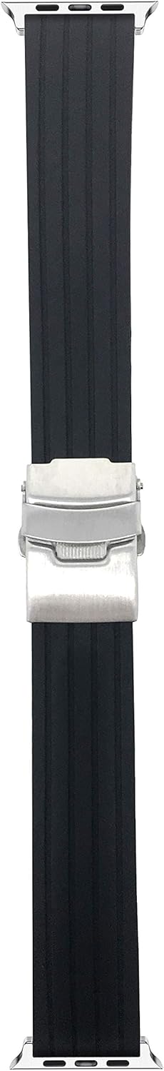 Bandini Silicone/Rubber Replacement for Apple Watch Band, Compatible with Apple Watch Series 6, 5, 4, 3, 2, 1 and iWatch Strap - Deployment Buckle - Many Colors - 38mm, 40mm, 42mm, 44mm