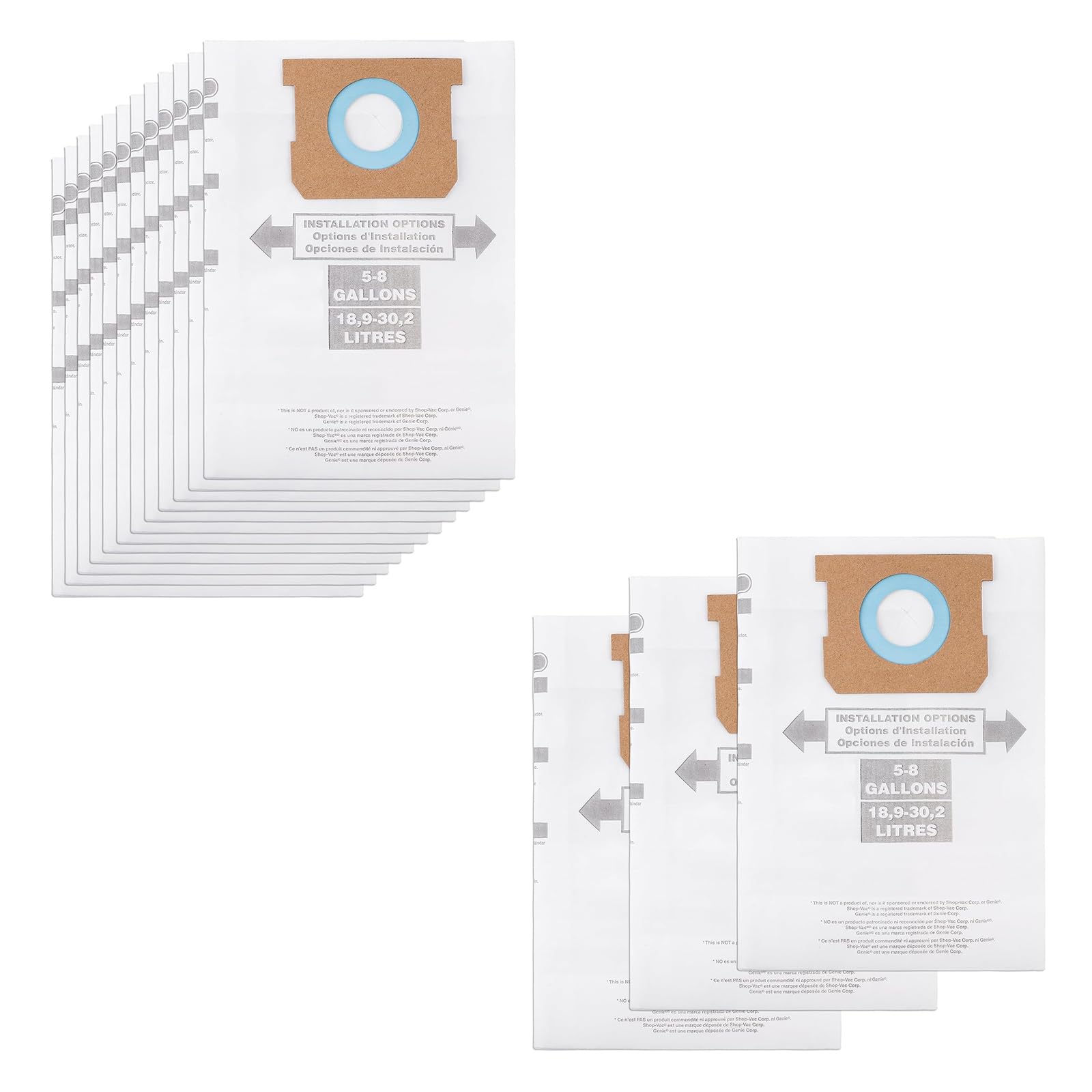 KEEPOW 15 Pack Shop Vac Bags 5-8 Gallon, Type E 90661 9066100