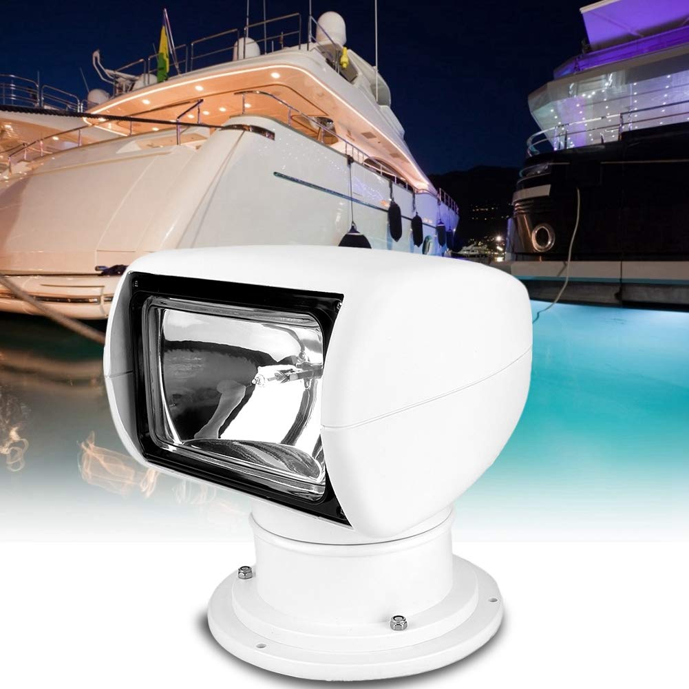 Ashata Projecteur De Bateau 50W LED Blanc Télécommande Bateau Voiture