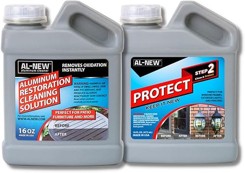 Miniatura 1 de AL-NEW Solución de limpieza de restauración de aluminio y protección AL-NEW  Limpia y protege muebles de patio, acero inoxidable y otras superficies