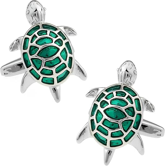 Amazon.com: Green Turtle Cufflinks | Translucent green enamel shell ...
