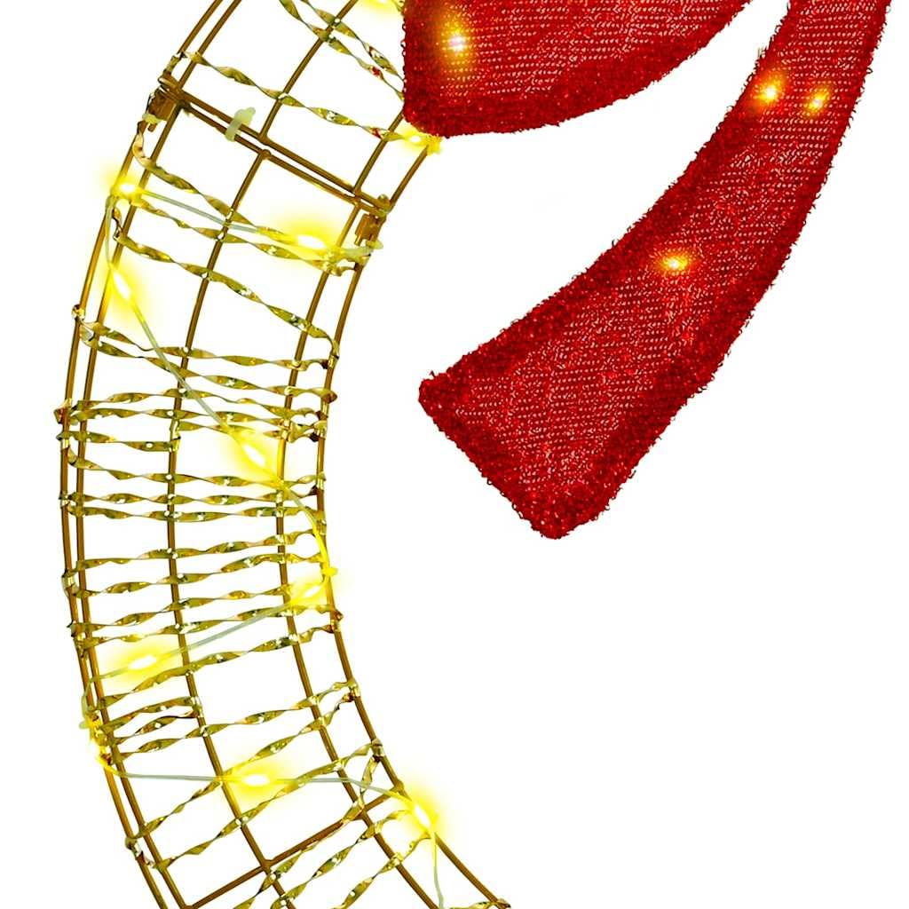 Couronne décoration Noël avec 60 LED Blanc Chaud 76 x 76 x 8 cm Pet, Guirlande Lumineuse USB, Ornement Suspendu pour intérieur extérieur, Ambiance Festive chaleureuse