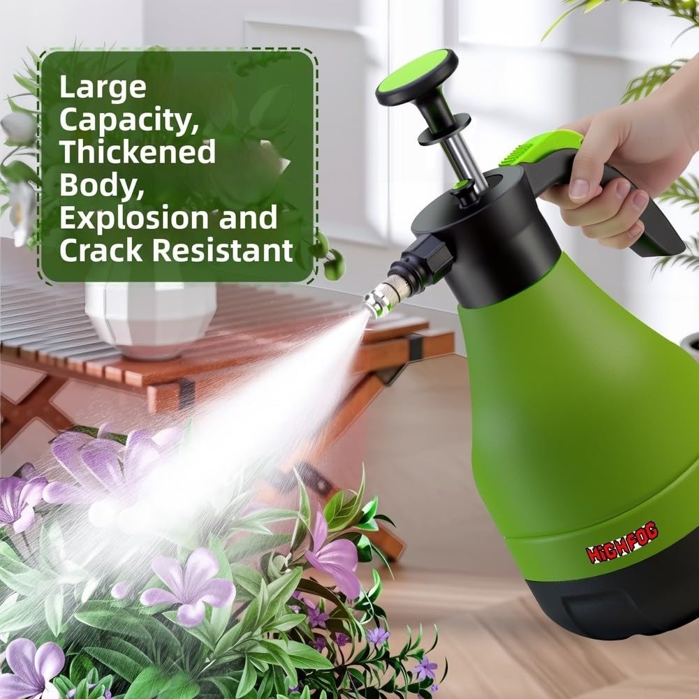 Vaporisateur de jardin à pression de 4 L avec modes de brume et de jet réglables pour arrosage des plantes, nettoyage de voiture, terrasse et extérieur, vert (4 l)