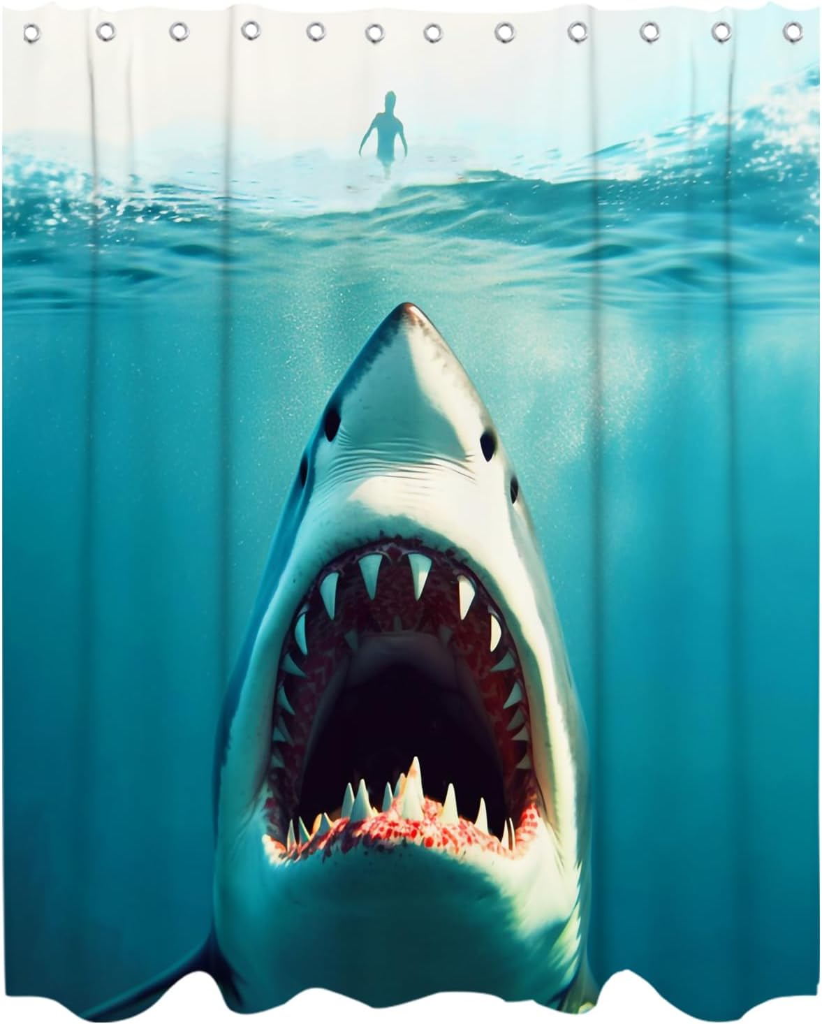 OceanThemed Shark Whale Shower Curtain Waterproof Bathroom