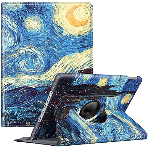 Image of Fintie Rotating Case for iPad 9th Generation (2021) / 8th Generation (2020) / 7th Gen (2019) 10.2 Inch - 360 Degree Rotating Stand Cover with Pencil Holder, Auto Wake Sleep, Blue Starry Night