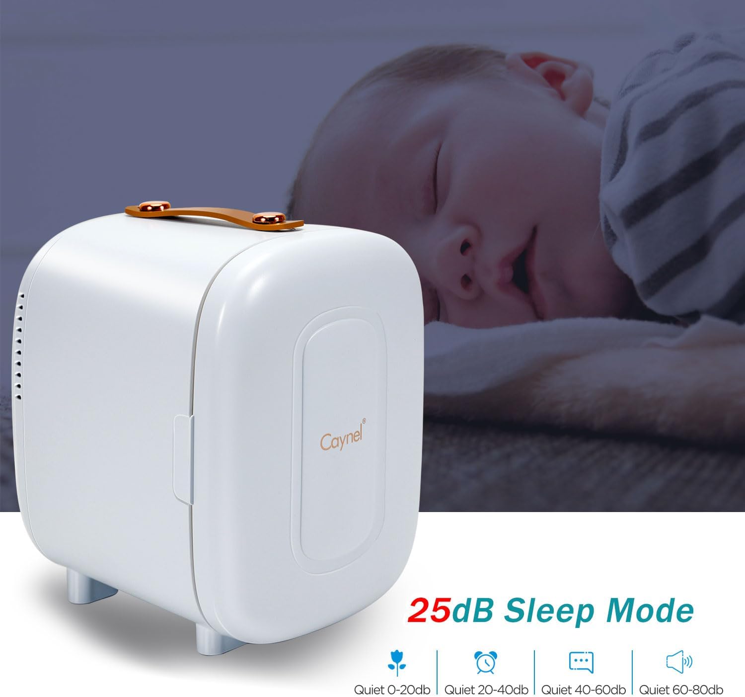 CAYNEL Mini Fridge Portable Thermoelectric 4L/6 Can AC/DC Cooler and Warmer for Skincare,Food,Beverage,Beauty & Makeup small Feidge for Bedroom,Car and Office (White)