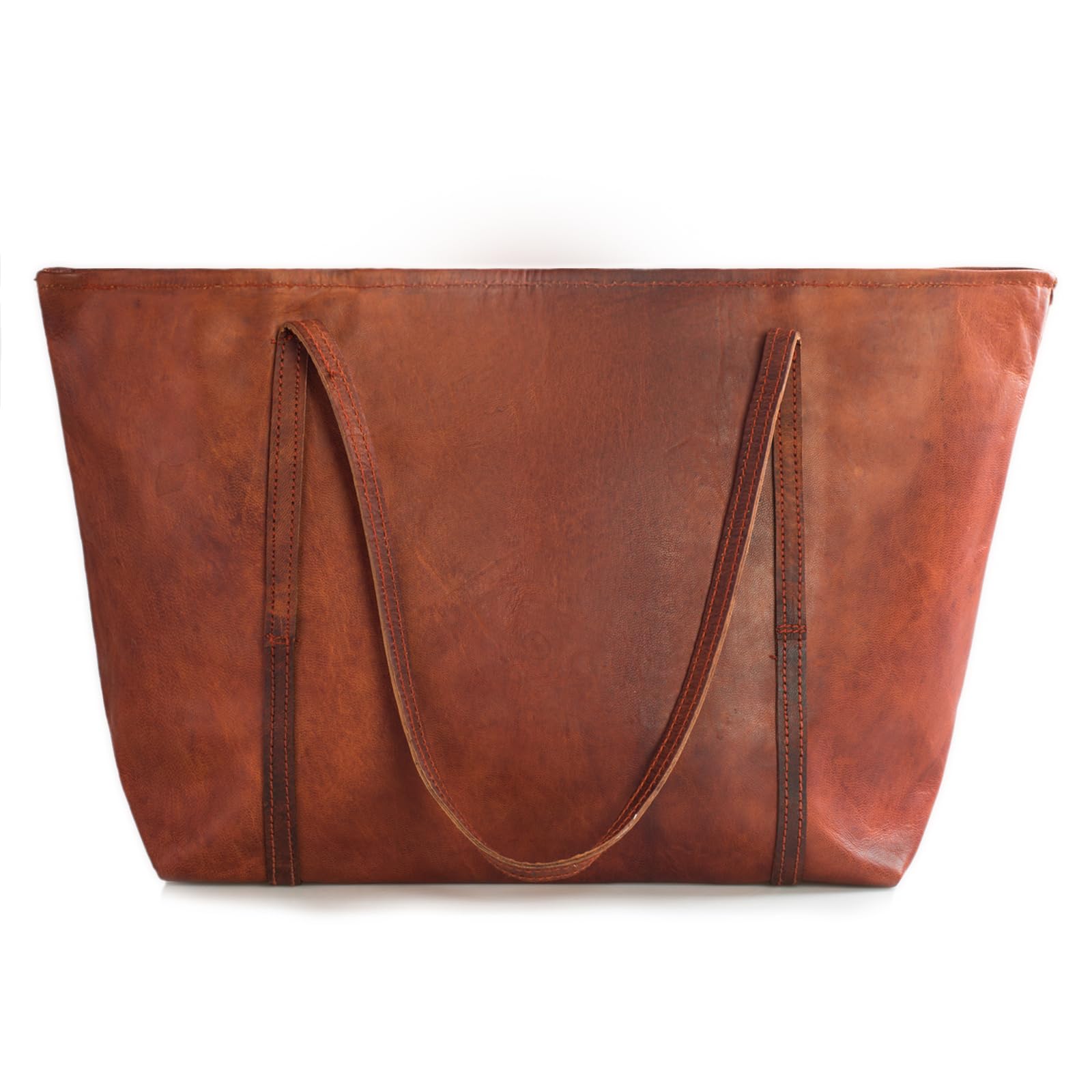 LEABAGS Bolso de Mano Mujer | Shopper de Cuero Genuino Premium | Bolsa de Negocios para Portátil de hasta 16" | Bolsa de Transporte para Trabajo, Universidad, Escuela, Tiempo Libre o Compras | Marrón