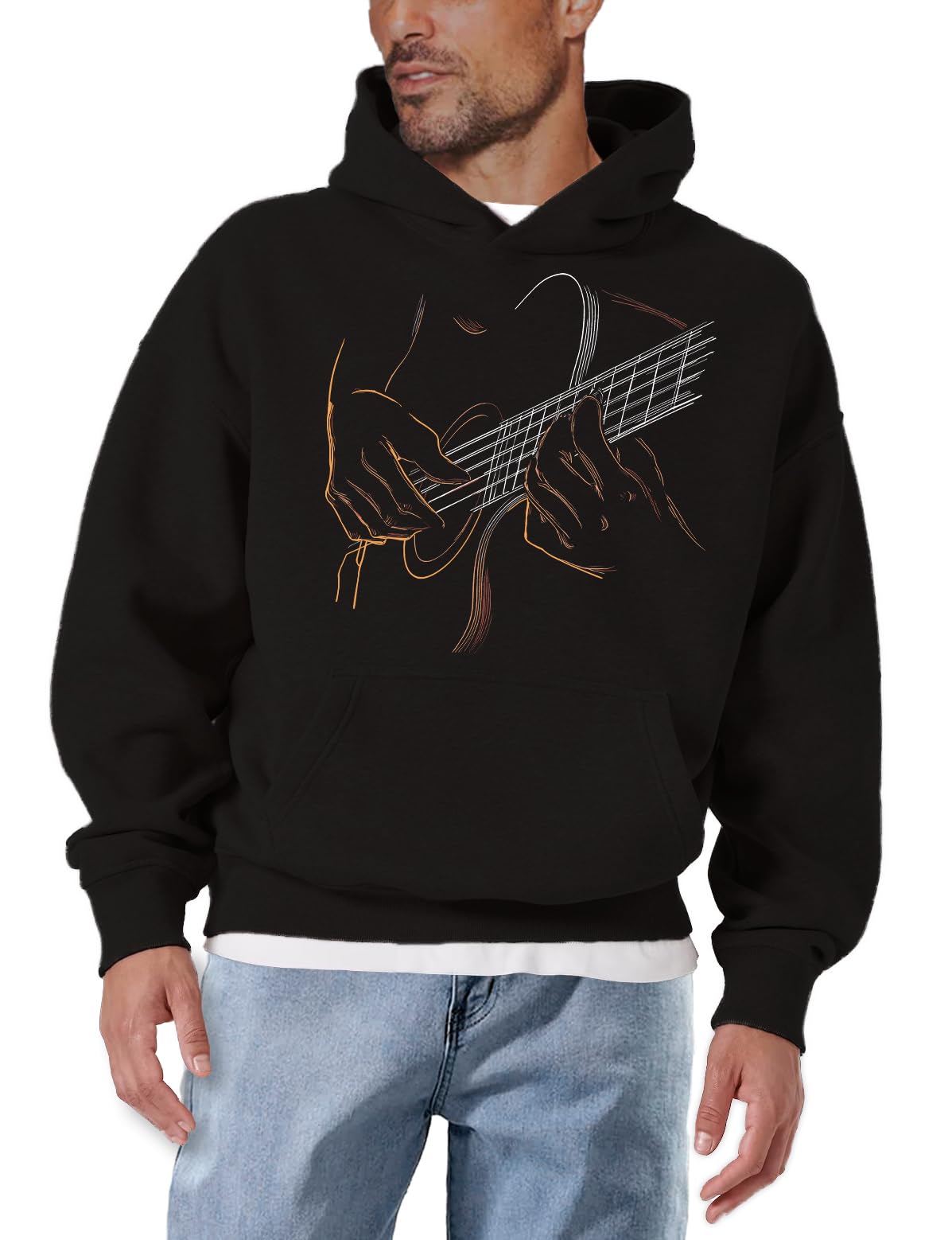 Makaya Sweat à Capuche Homme avec Motif Guitare Hoodie Musique