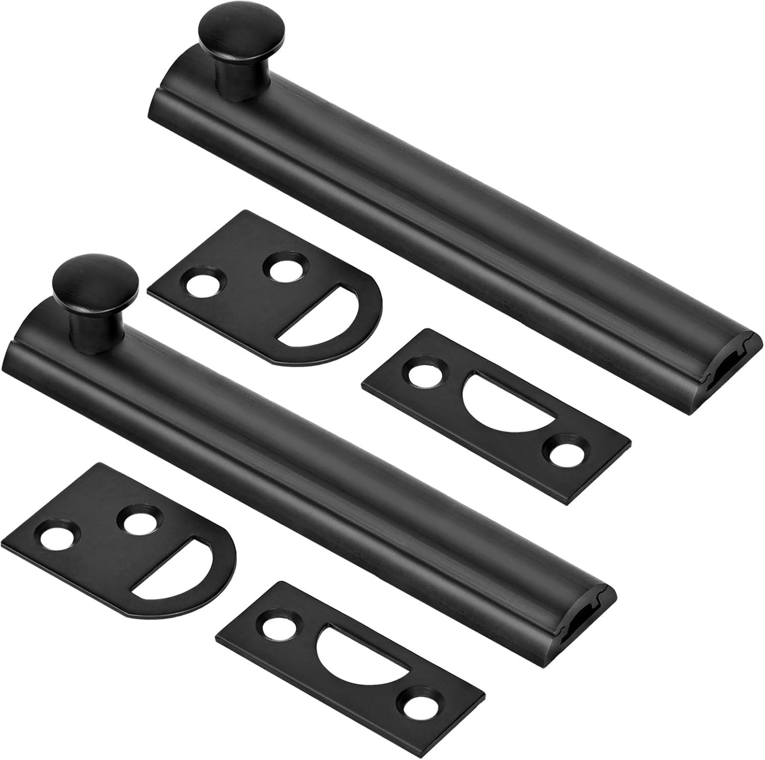 2 Pack Solid Brass Surface Bolt 4 Inch, Heavy Duty Concealed Slide Surface Door Bolt, Black