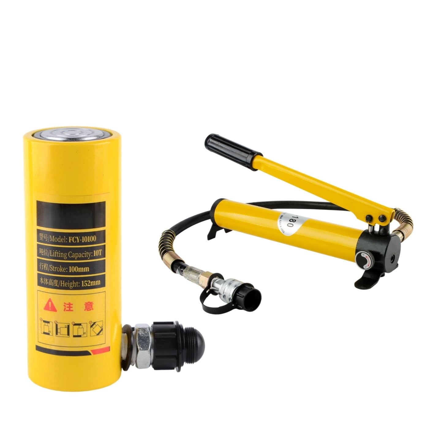 Martinetto idraulico a cilindro con corsa da 4 pollici/100 mm, pompa a mano, retrazione automatica for navi, ponti, costruzioni(10T jack+CP-180 hand pump)