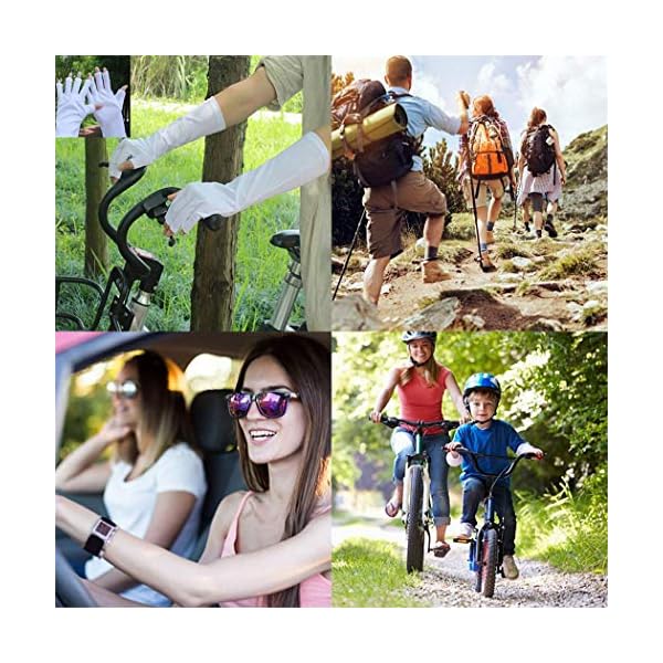 SUBAY UV Gloves for Gel Nail, UV Protection Fingerless Gloves for Manicures Nail Art, Sun Gloves for Gel Nail Lamp with UPF 50+, Long White