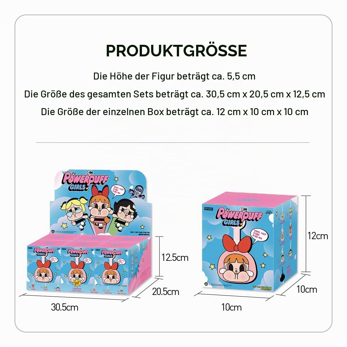 POP MART CRYBABY x Powerpuff Girls Series Sammelfigur, beweglich, Plüschfigur mit Gesicht aus Vinyl, ganzes Set, 6,3 cm, Actionfigur, Kunst-Spielzeug, Fanliebling