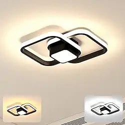 Luminária de Teto LED, 3 Cores Reguláveis, Controle de Intensidade, para Sala e Quarto (Preto)