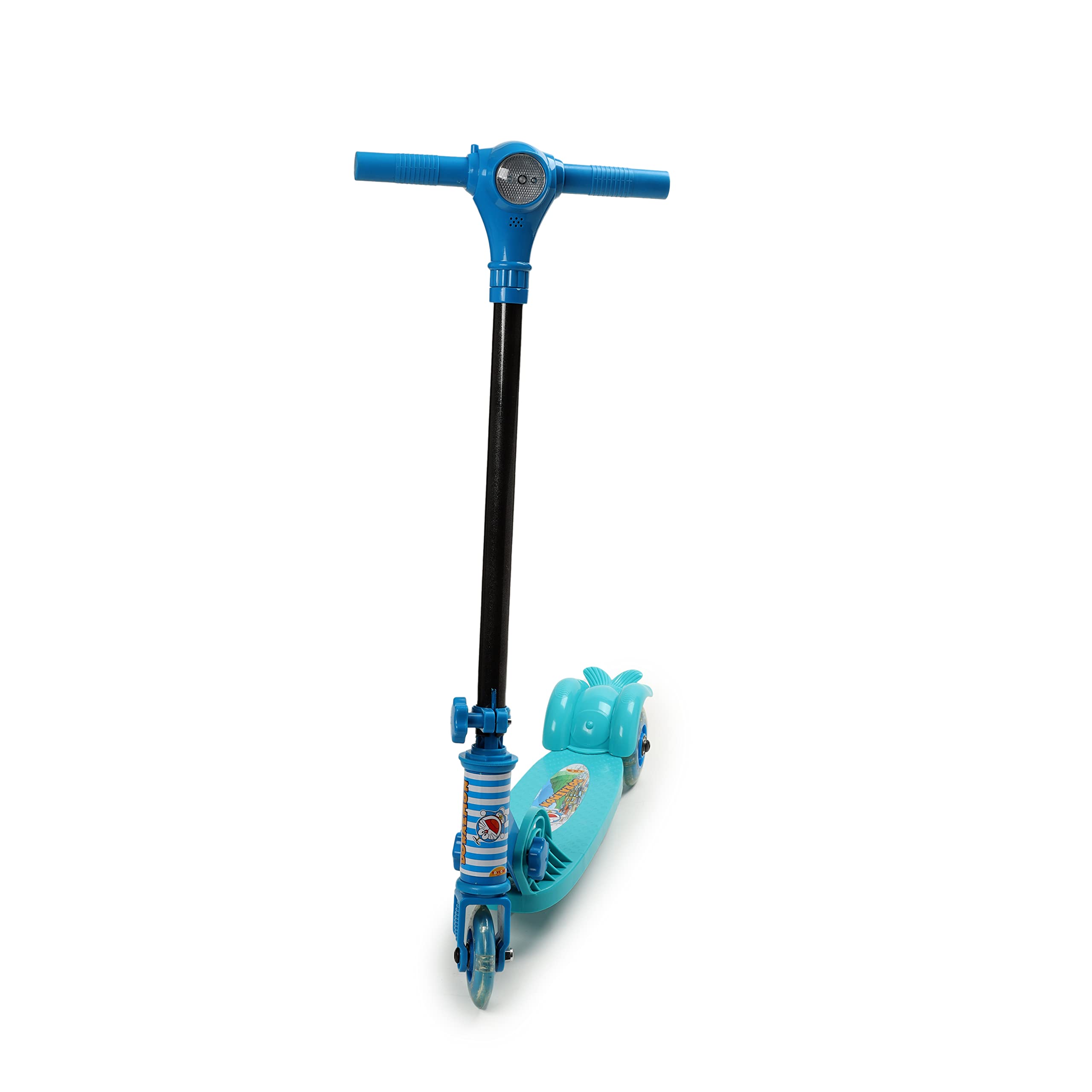 Toyzone Doraemon Zolo X Scooter-66507 | Skating Ride on | 3 Wheel Kids Scooter | Smart Kick Scooter | LED Headlight with Music | Adjustable Height and Rear Brake | | LED PU Wheels & Handle for Kids | Scooter with Fold-able & Height Adjustable Handle | For kids age 6+ years |