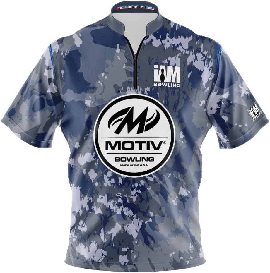Logo Infusion Dye-Sublimated Bowling Jersey (Sash Collar) - I AM Bowling Fun Design 2055-MT - Motiv - Navy CAMO (Medium)