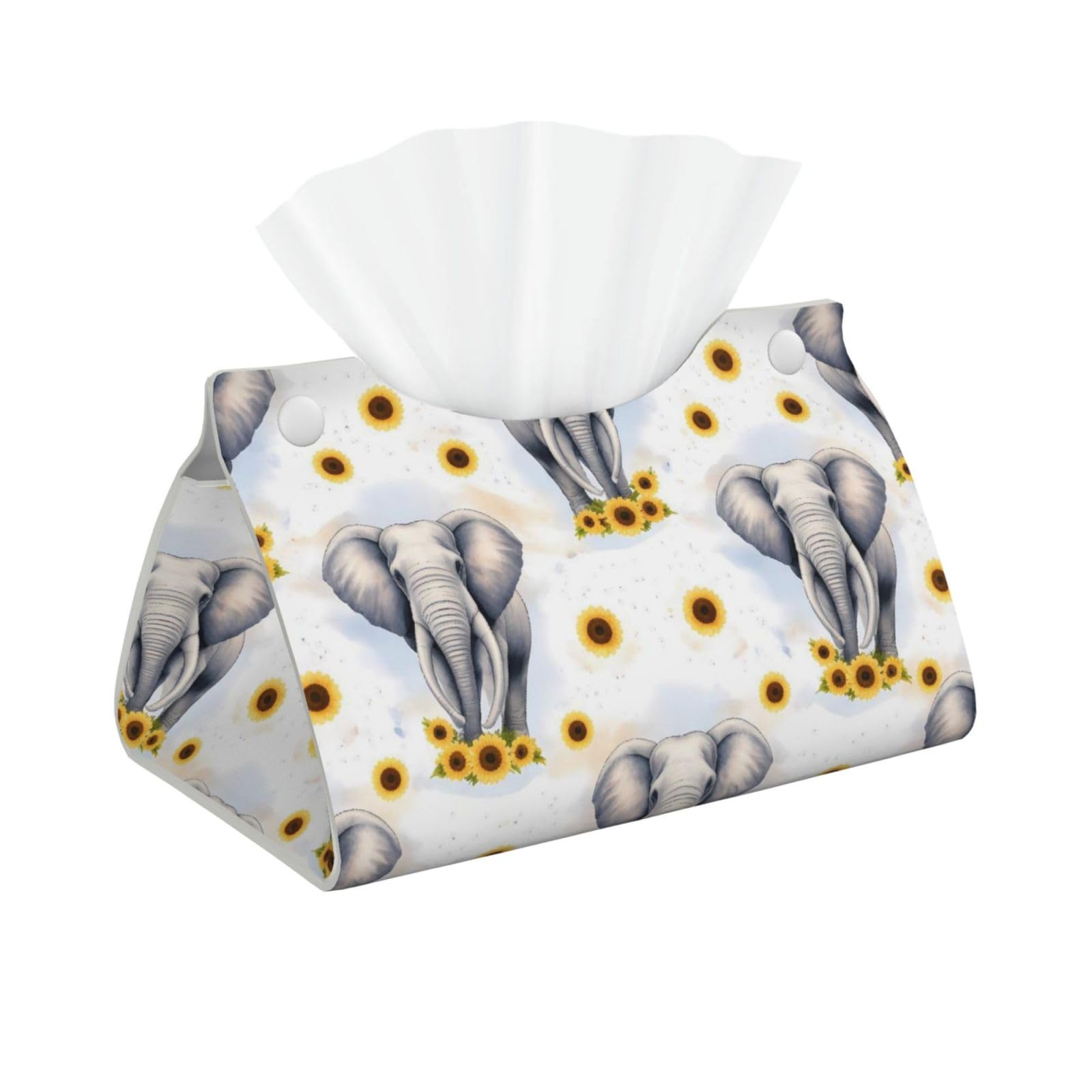 Sunflower Elephant Long Tissue Box Cover Holder Home Decor Aesthetic 7.87'' x 5.12'' x 0.98''
