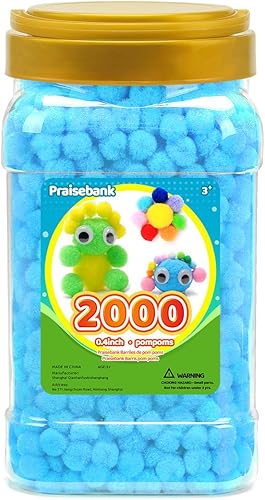 Miniatura 12 de Praisebank Pompones Azul Claro, 90 piezas, 1.5 pulgadas/4cm, Perfectos para Artes y Manualidades