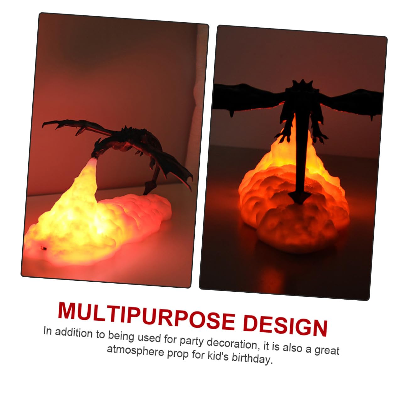 Lampe 3D Dragon Cracheur de Feu LED, Veilleuse Tactile Rechargeable USB