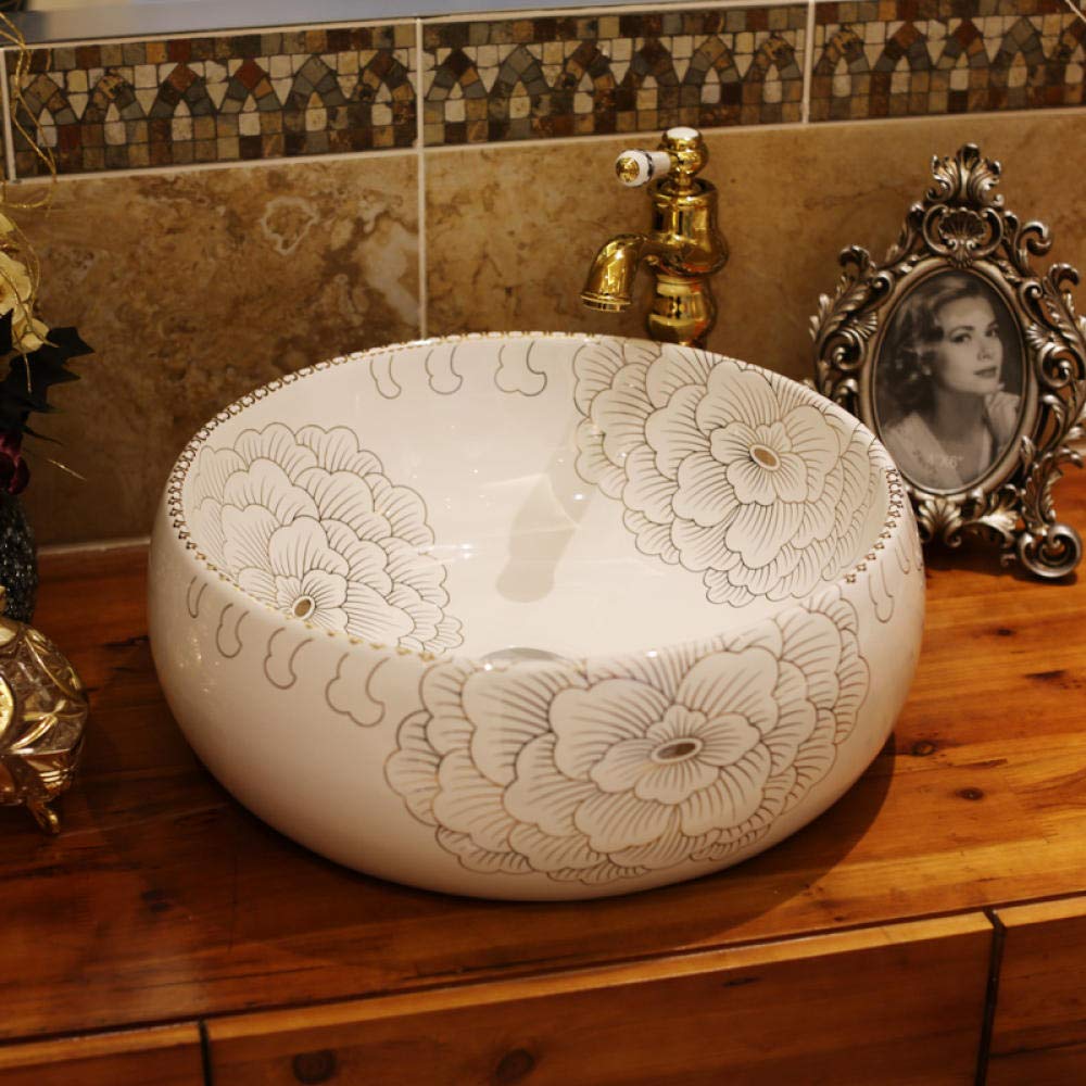 Lavabo à poser rétro en céramique blanche pour vasque de salle de bain