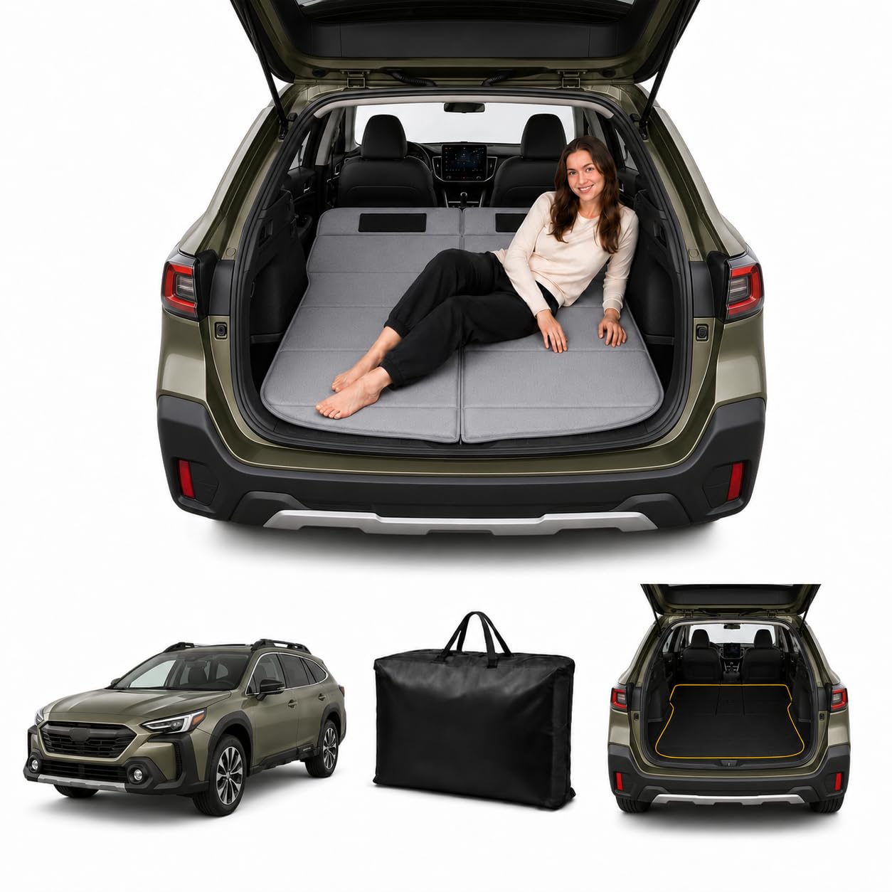 Car Mattress for Outback 2026, Upgraded Non-Inflatable Thickened Foam SUV Car Camping Mattress, Foldable Trunk Sleeping Pad Car Bed Mattress for Road Trips Camping Travel